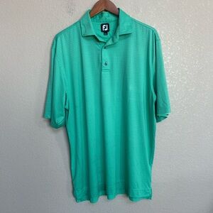 FootJoy FJ Green Geometric Performance Golf Polo Shirt Men’s Large Athletic